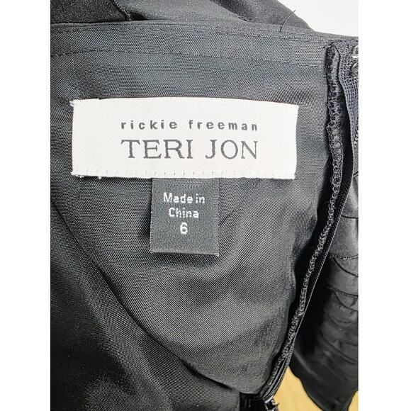 Rickie Freeman Teri Jon Black Silk Scalloped Knee Length Women's Skirt Size 6 - Picture 3 of 12